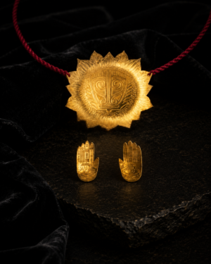 Buddha Foot on Lotus Pendant with Hamsa Pattern Earring