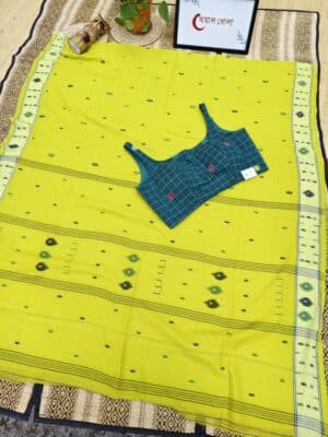 Green Needle Work Jamdani with Jamdani Blouse